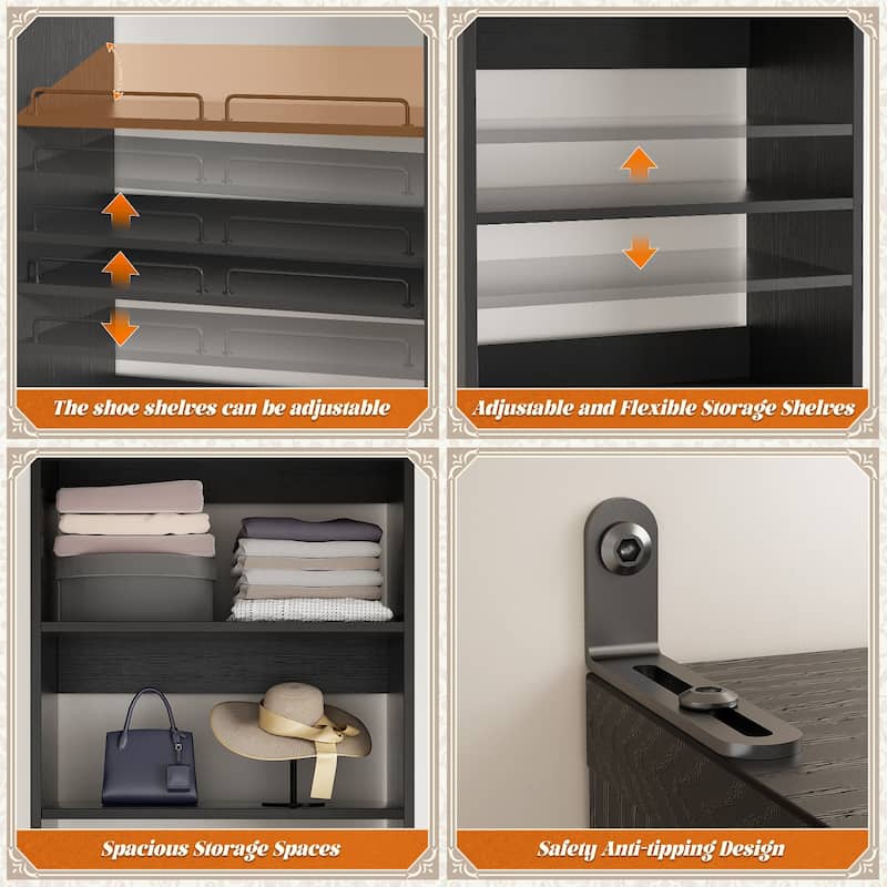 Cimly 25'' Closet Organizer with Tower Shelves and Shoe Rack for Walk-in and Reach-in Closet