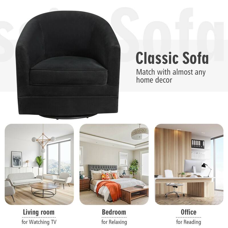 Gymax Set of 2 Modern Swivel Barrel Chair Velvet Accent Chair with - See details