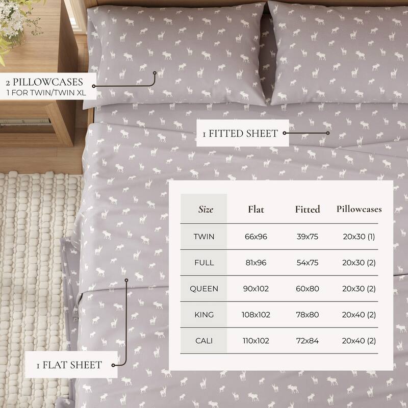 Linery & Co. Winter Turkish Cotton Double-Brushed Flannel Bed Sheet Set