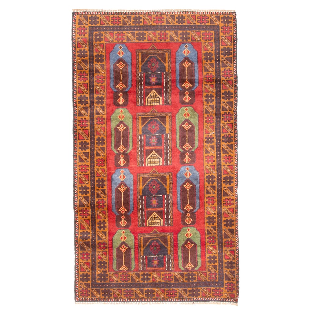 ECARPETGALLERY Hand-knotted Teimani Dark Red Wool Rug - 3'5 x 5'11