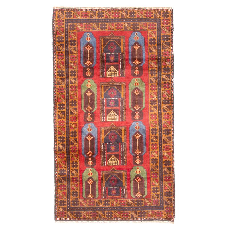 ECARPETGALLERY Hand-knotted Teimani Dark Red Wool Rug - 3'5 x 5'11