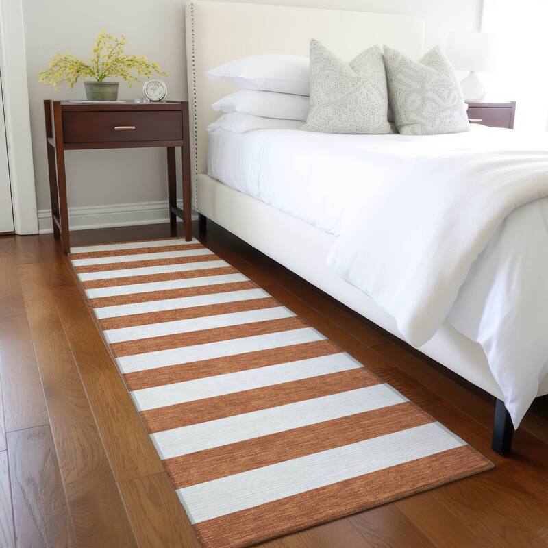 Elri Stripe Weather Resistant Blended Style Outdoor Rug