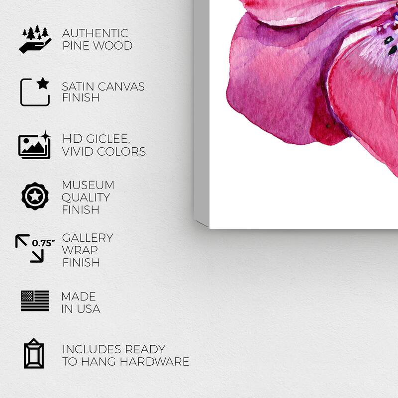 Wynwood Studio Canvas Floral and Botanical Transitional Magenta Floral Pink and Traditional Wall Art Canvas Print