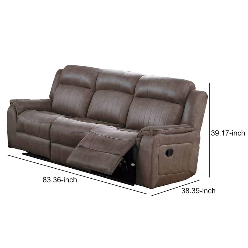 Fabric Manual Motion Sofa with Pillow Top Arms, Brown