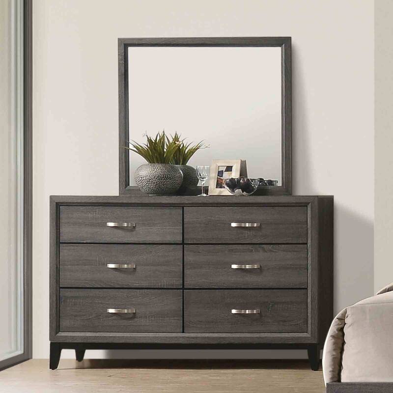 Gray Finsih Contemporary Bedroom Furniture Set Panel Headboard