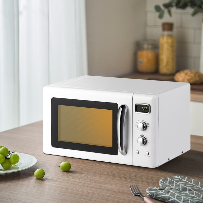 0.9 Cu Ft Microwave Oven with 360 Degree Rotating Glass Turntable and 5 Cooking Modes Child Safety Lock - 19.5" x 14" x 11"