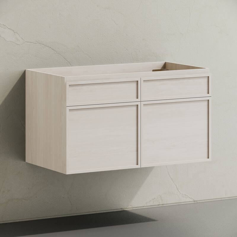St. Tropez 36" Wall-Mounted Bathroom Vanity Cabinet Without Top In White Oak - 36