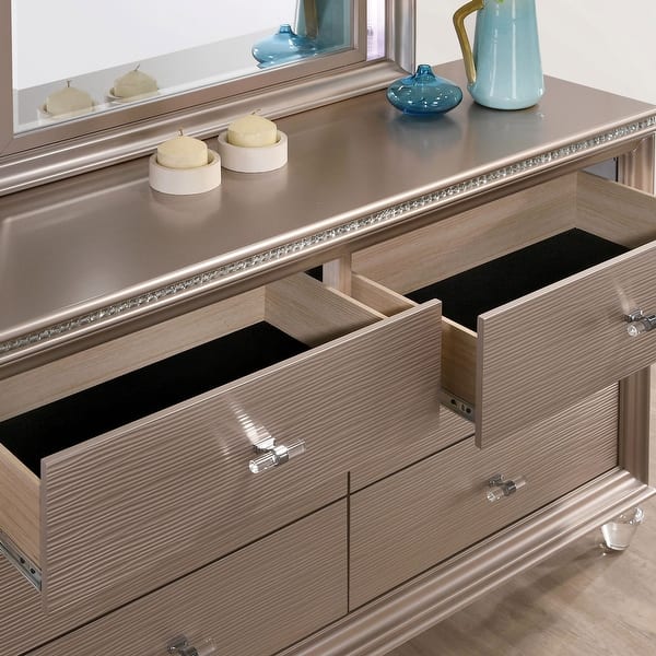 Ving Modern Rose Gold 2-Piece 6-Drawer Dresser and Mirror Set by Furniture  of America - Bed Bath & Beyond - 35800416
