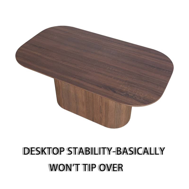 63-Inch MDF Modern Dining Table‌ – Stylish Design with Vertical Striped Legs, Thick Elegant Tabletop, Seats 4-8 People .