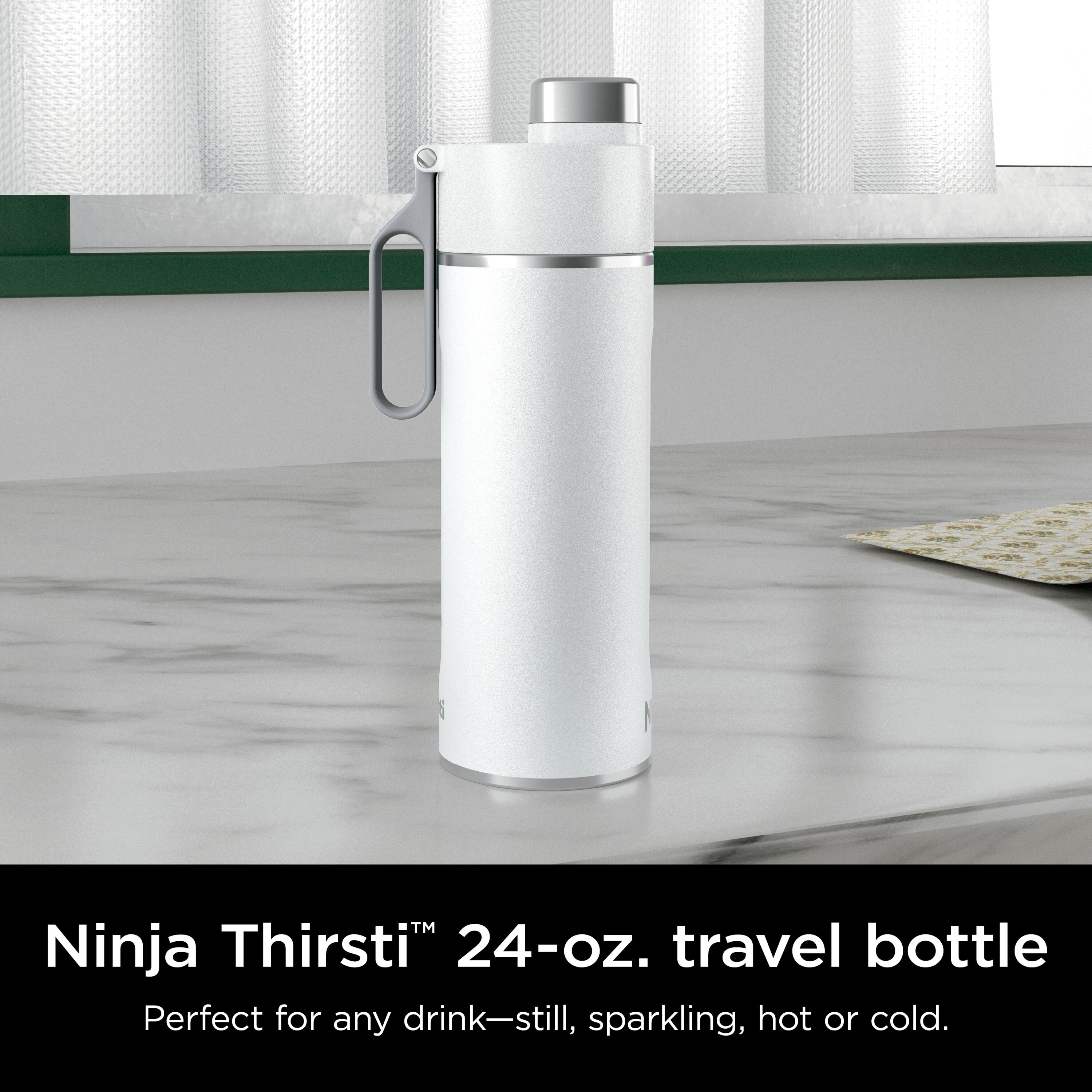 Ninja DW2401MT Thirsti 24oz Travel Water Bottle, For Carbonated Sparkling  Drinks, Colder and Fizzier Longer, Stainless Steel, Leak Proof, Hot for