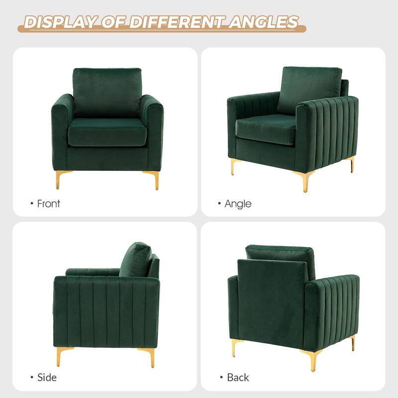 Ganymedes Modern Velvet Accent Arm Chair with Golden Legs by HULALA HOME