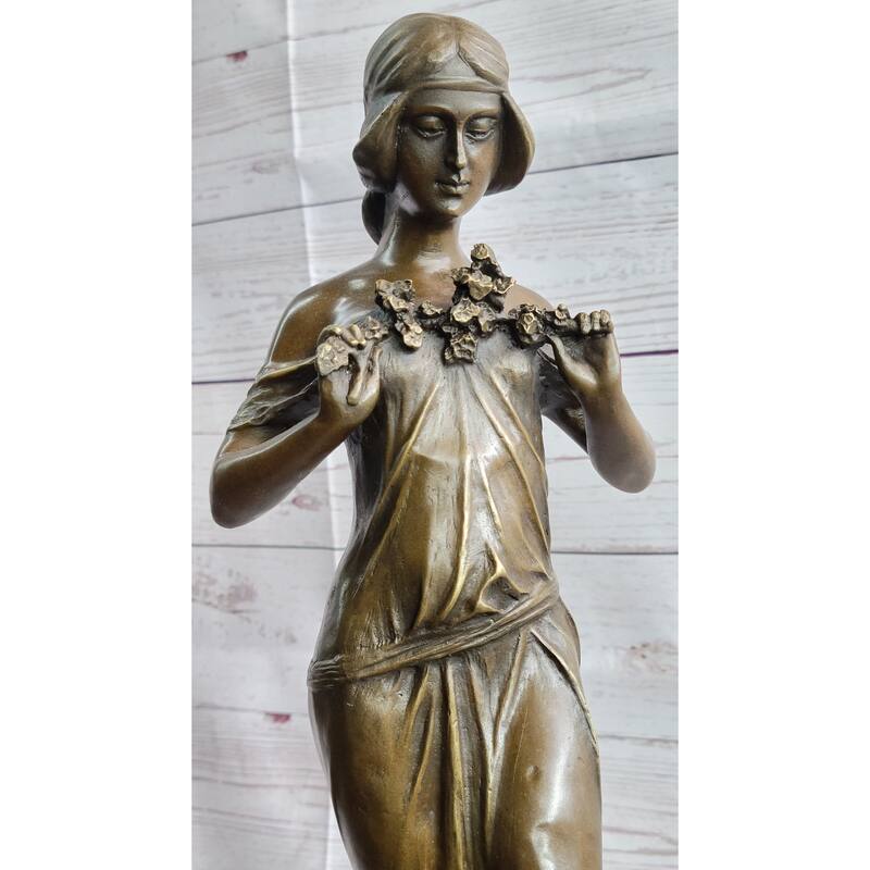 Jean Patoue Art Nouveau Female Personifying Spring Bronze Sculpture Statue Decor
