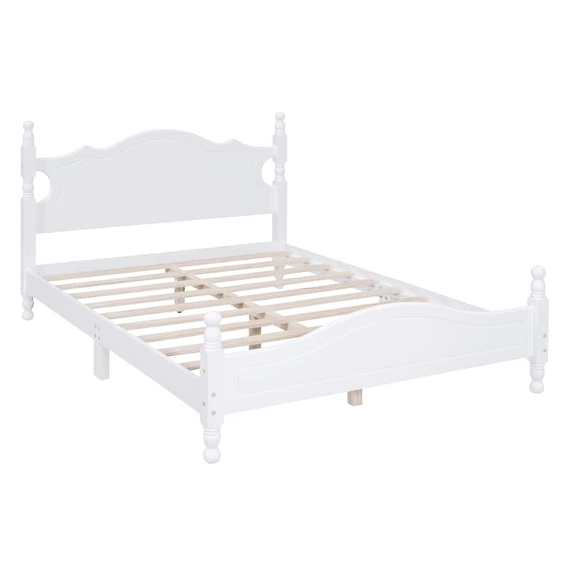 Retro Pine Wood Platform Bed
