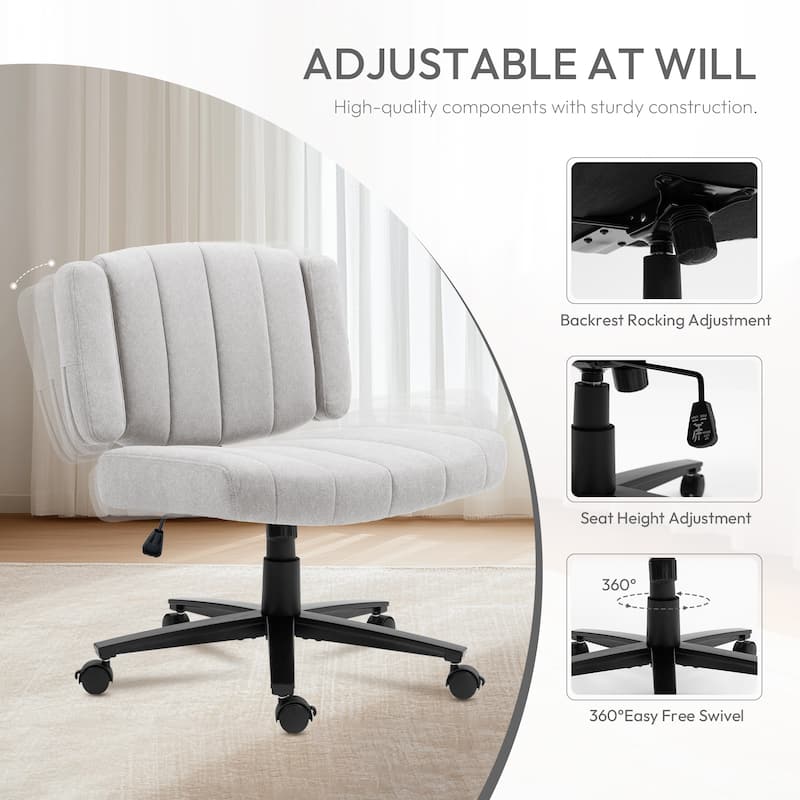 Ergonomic Fabric Office Chair, Adjustable Swivel Executive Desk Chair with Wheels