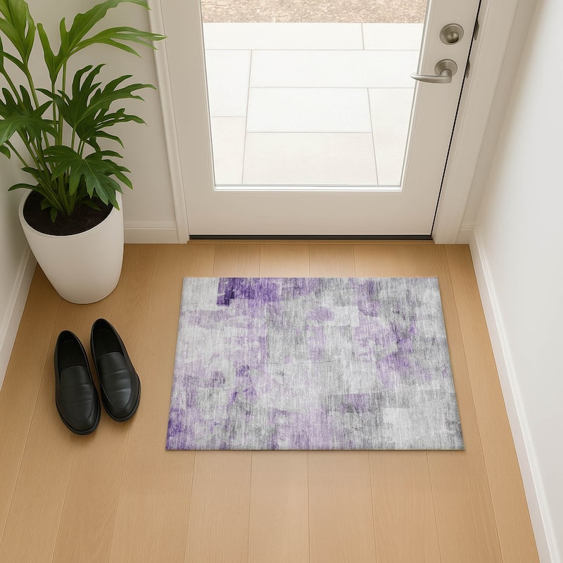 Premium Washable Super Soft Modern Glam Mayfield Rug - Lavender - 1'8" x 2'6"