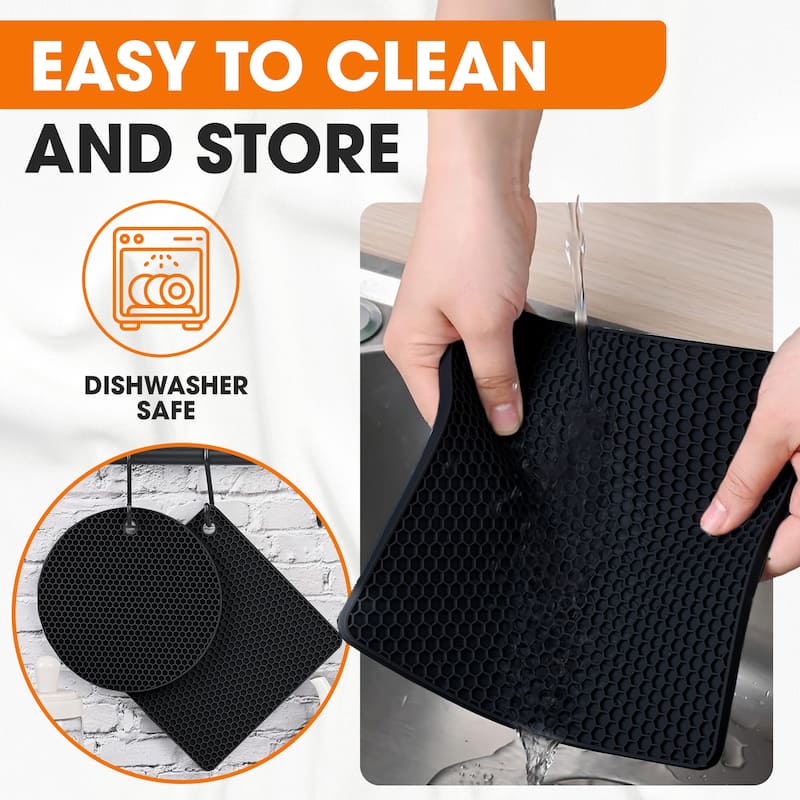 Cheer Collection Silicone Trivets Set of 4 Flexible Heat Resistant Kitchen Mats for Hot Pots and Pans