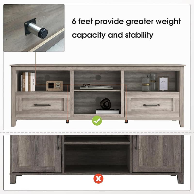WESOME 70" Fireplace TV Stand Entertainment Center with 18'' Electric Fireplace