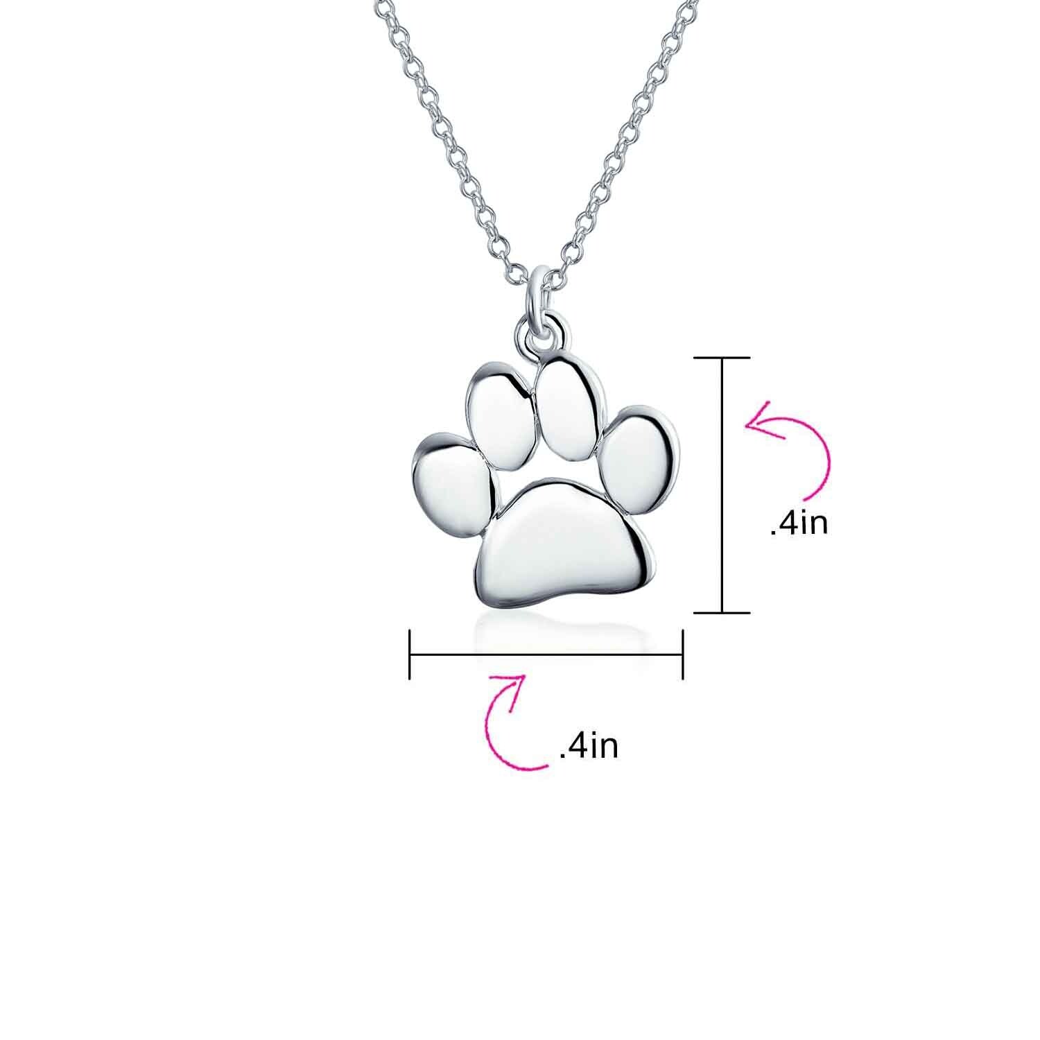 Delicate Jewelry Wishrock Dog Cat Pet Kitten Puppy Paw Print Pendant Necklace in 925 Sterling Silver with Chain Minimalist