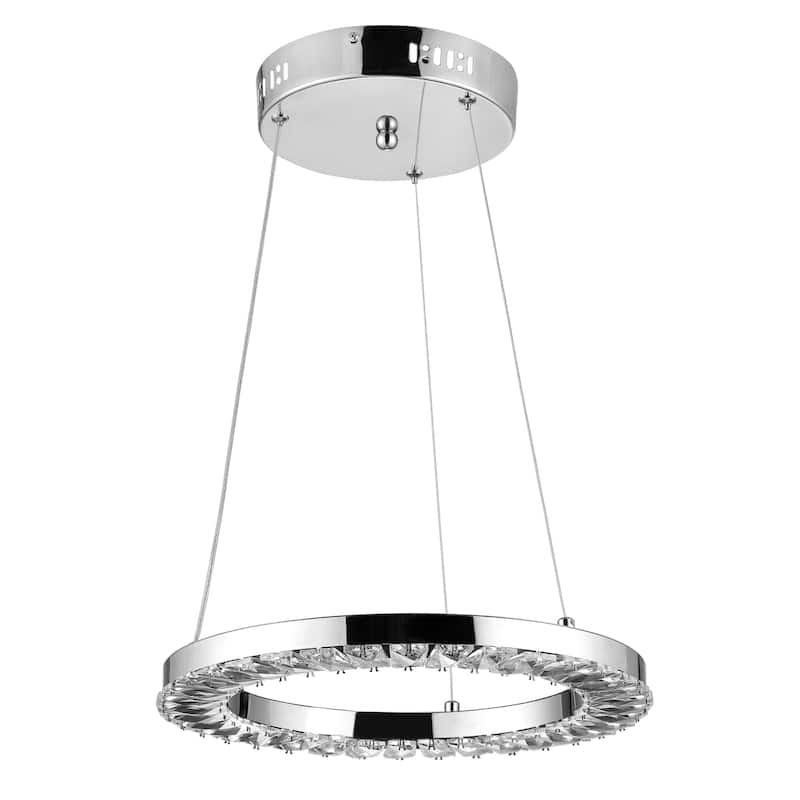 SAFAVIEH Lighting Dionigia LED Pendant - 14" x 14" x 1" - Chrome - 14Wx14Dx74H