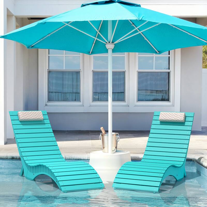 HDPS Water-Resistance Pool Lounge Chair Set of 2 - Aruba Blue