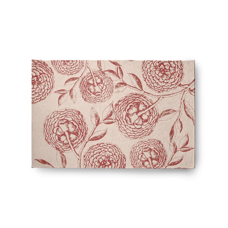Antique Flowers Spring Chenille Indoor/Outdoor Rug - Red - 2' x 3'
