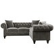 preview thumbnail 4 of 7, Modern Deep Button Tufted Velvet Upholstered Rolled Arm Classic Chesterfield L Shaped Sectional Sofa 3 Pillows Included-Grey