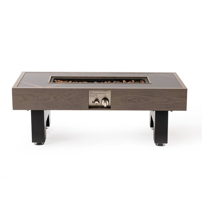 42'' Outdoor 50,000 BTU Iron Propane Fire Pit Table with Burner Lid