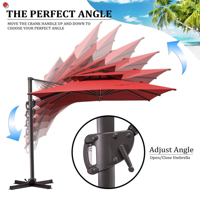 Outdoor 9x11FT Patio Umbrella Cantilever Offset with Dual Top