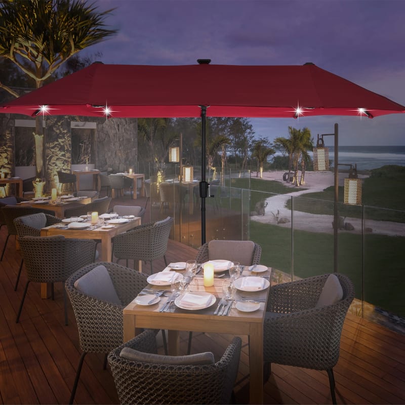 13ft Outdoor Patio Umbrella with LED Lights