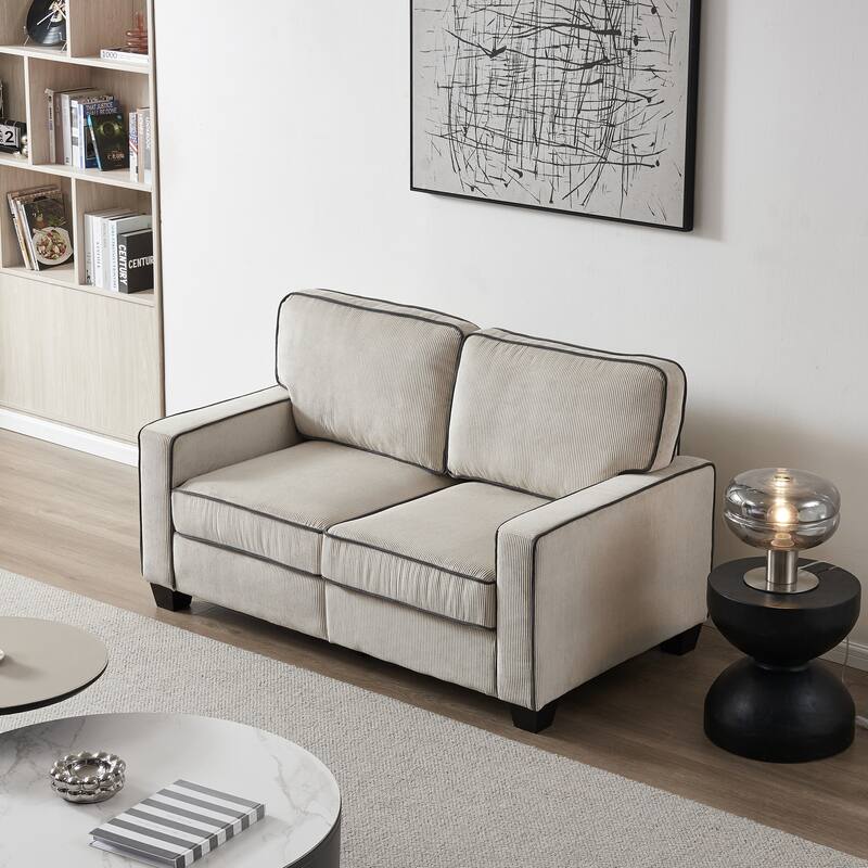 Corduroy Living Room Loveseat Sofa with Internal Storage Design