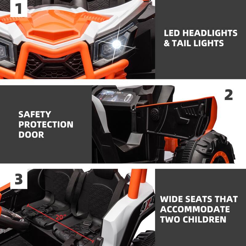 24V 2seater Side by Side 4x4 Ride on Off-Road Truck with Parent Remote Control and two safety belts