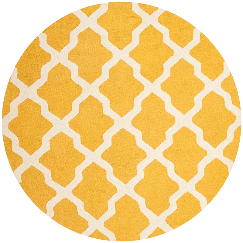SAFAVIEH Handmade Cambridge Eirny Moroccan Trellis Wool Rug - 8' Round - Gold/Ivory