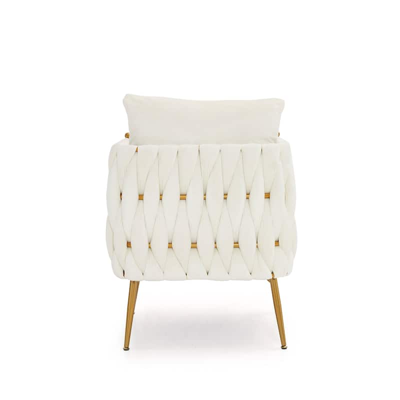 Modern Comfy Handmade Bucket Woven Velvet Accent Chair Arm Chair