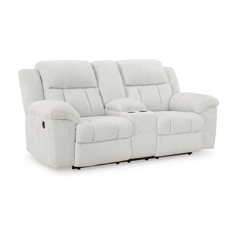 Briar Manual Double Reclining Loveseat, White Polyester, 80 Inch