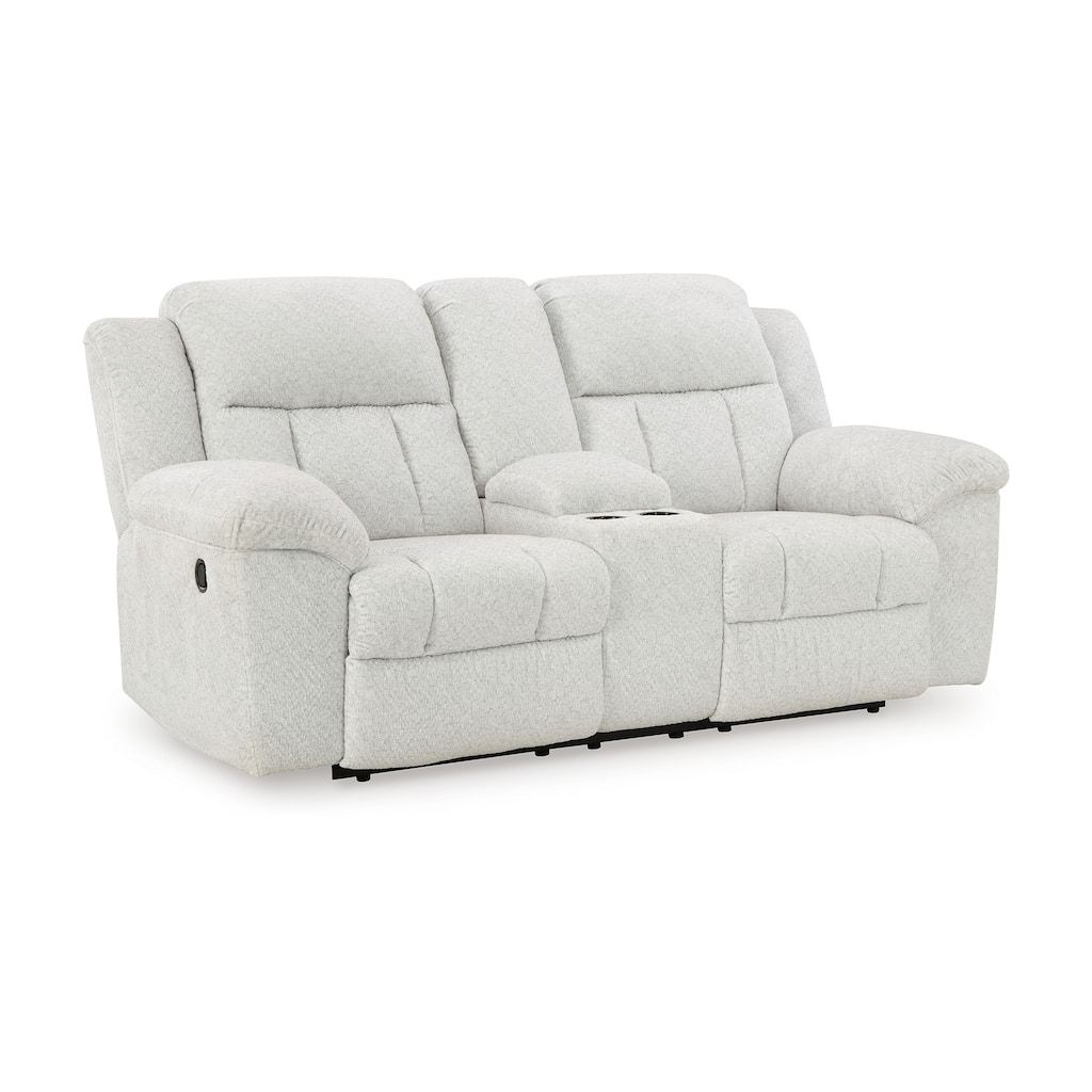 Briar Manual Double Reclining Loveseat, White Polyester, 80 Inch