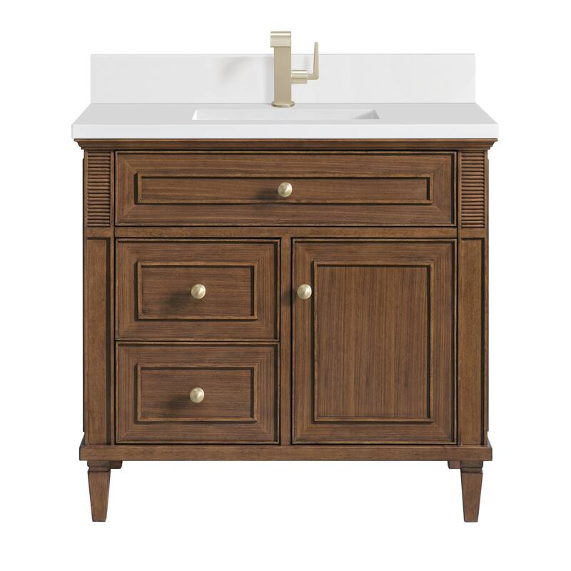 James Martin Vanities 424-V36-1WZ Lorelai 36" Single Basin Wood Vanity - Mid-Century Walnut
