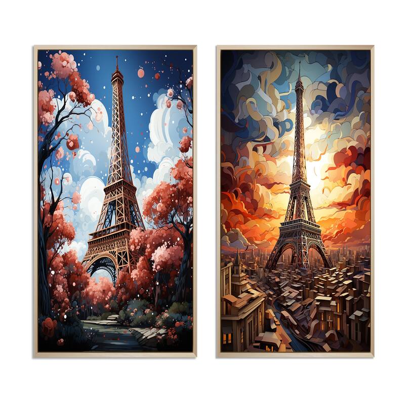 Designart "Paris In Spring Bloom I" City Paris Wall Art Décor - Traditional Gallery Set For Office Decor