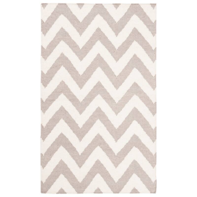 SAFAVIEH Handmade Flatweave Dhurries Naira Modern Wool Rug - 2'6" x 4' - Grey/Ivory