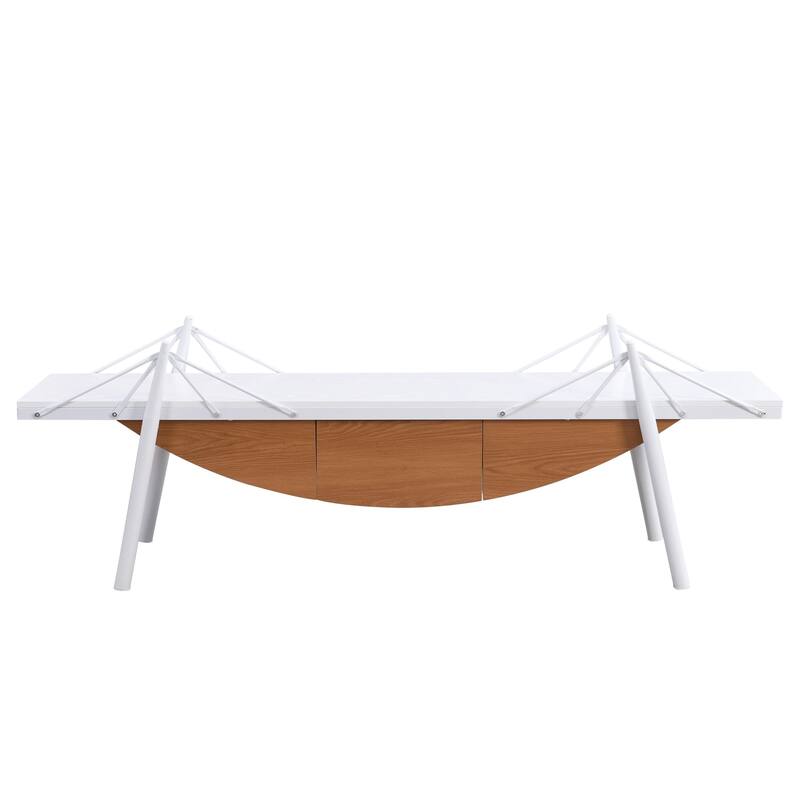 GDFStudio - Nathan 70.87-Inch Sailboat-Inspired TV Stand with Drawer and Sturdy Metal Support