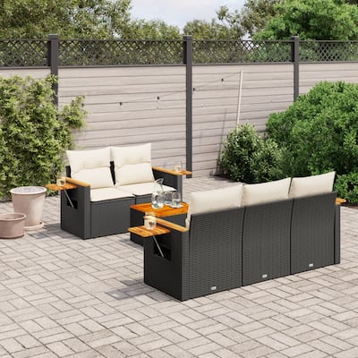 vidaXL Garden Sofa Set Black PE rattan Large Modular Garden Sofa Set - 21.7 x 21.7 x 14.6 in