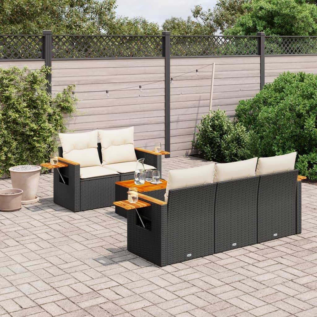 vidaXL Garden Sofa Set Black PE rattan Large Modular Garden Sofa Set - 21.7 x 21.7 x 14.6 in