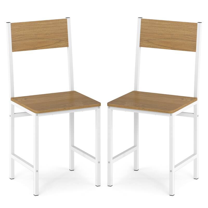 Gymax Set of 4 Dining Chairs w/Metal Legs Slanted Back Wide Seat for