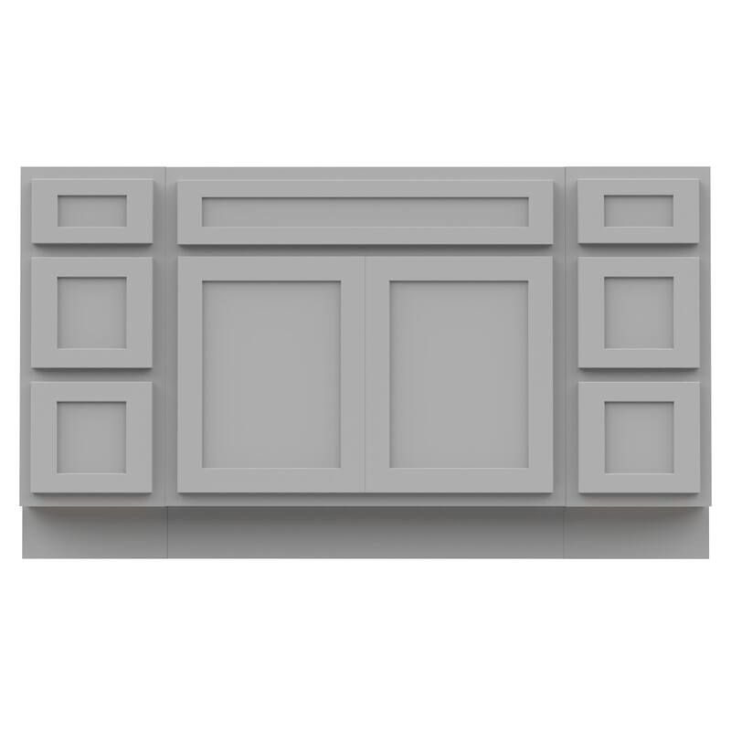 Vanity Art 63" Oak Freestanding Bathroom Vanity Cabinet without Top - Grey