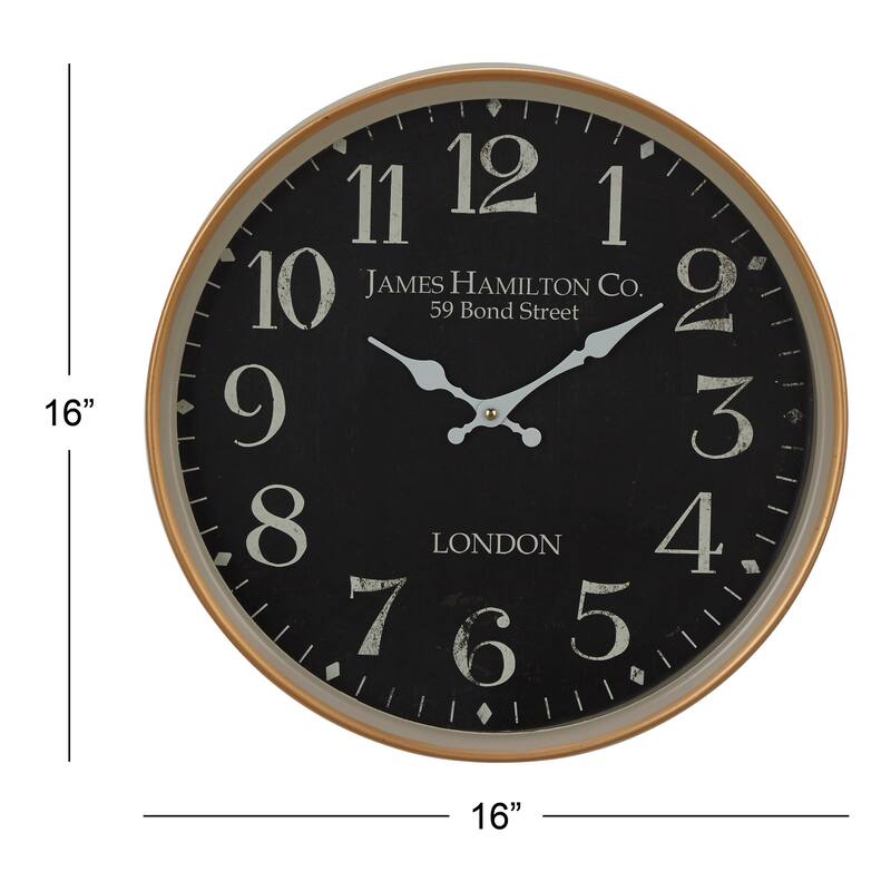 Metal Decorative Wall Clock - Black - Roche River Decor
