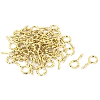 Garden Vine Wire 3.1mm Thread Dia Eyelet Screw Eye Hook 50pcs - Gold ...