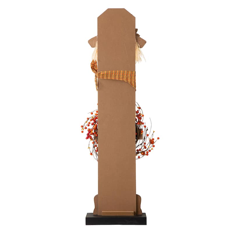 Glitzhome Fall Lighted Wooden Welcome Porch Decor w/Wreath