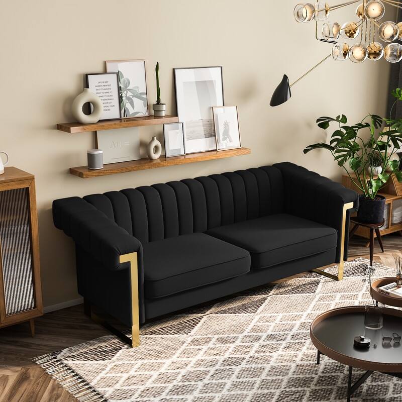 Luxurious PU Leather 3Seater Sofa Living Room Upholstered Couch Sofa