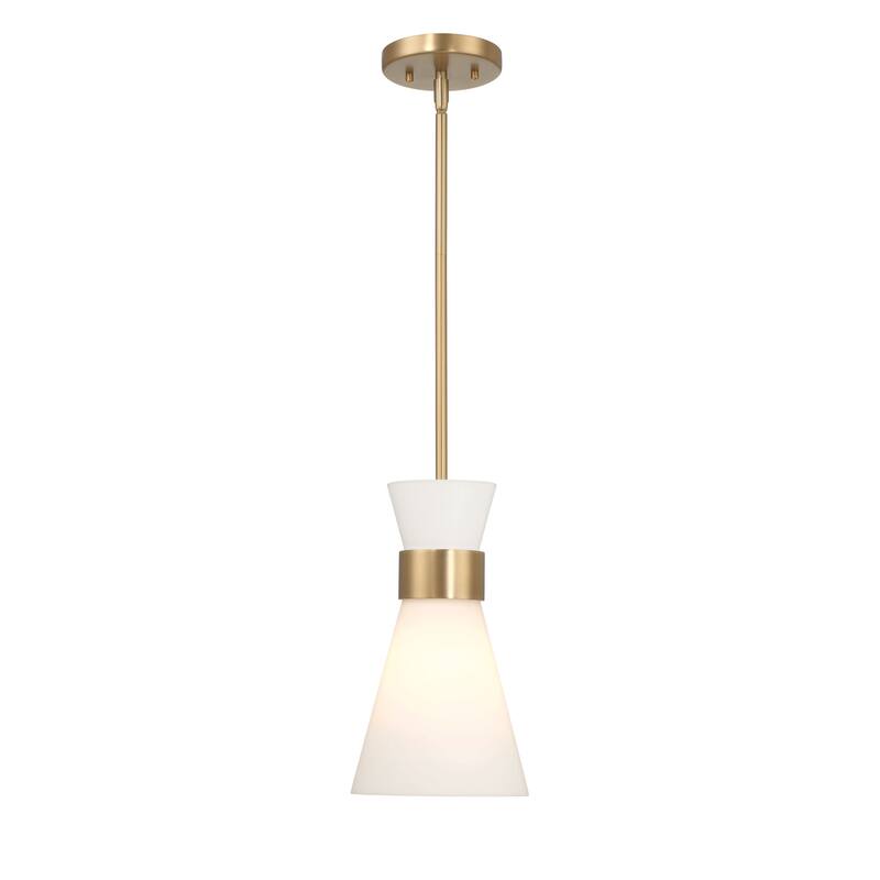 Kit Tapered Opal Glass and Metal Ceiling Light - 7.0"L x 7.0"W x 12.0"H
