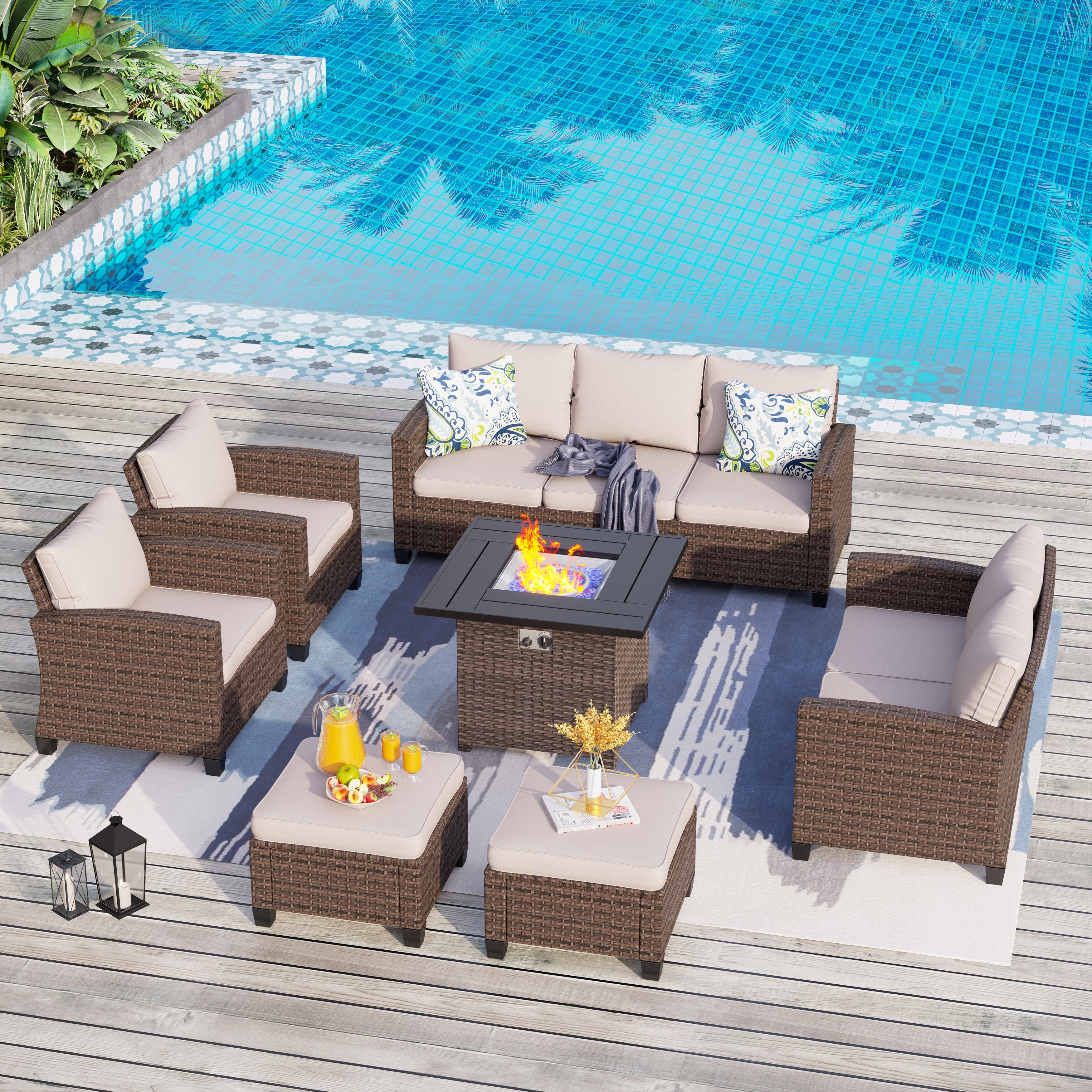 Outdoor sectional with high hot sale back