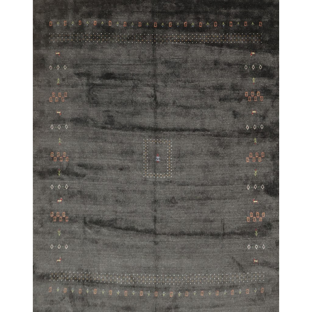 Hand Knotted Oriental 100% Wool Carpet Tribal Animal Pictorial Greys & Charcoal Gabbeh Area Rug - 10' 0'' X 9' 10''